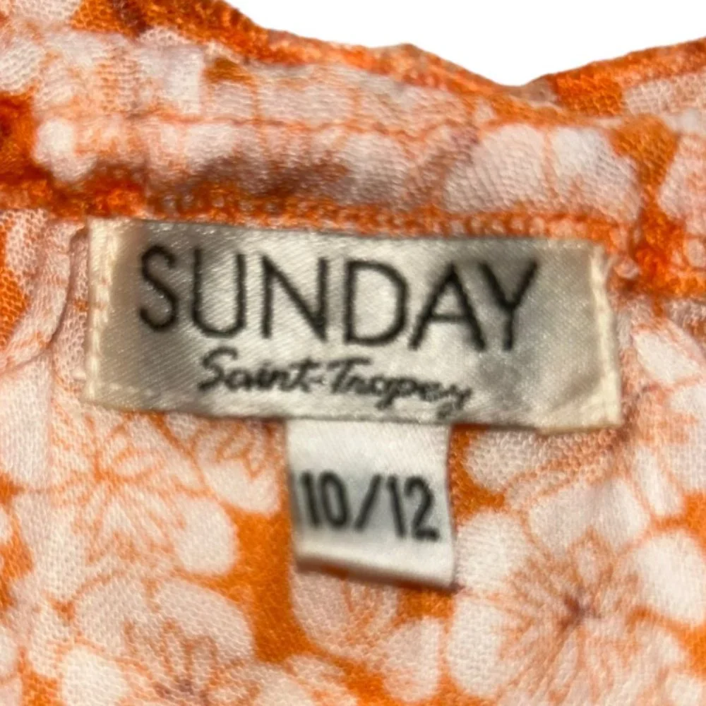 Orange kids girls SUNDAY Indian block Print Cold Shoulder tiered sleeve dress  …